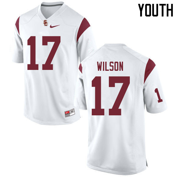 Youth #17 Zach Wilson USC Trojans College Football Jerseys Sale-White